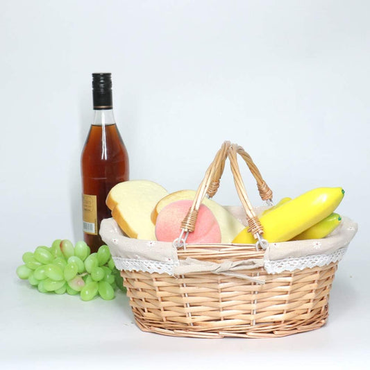 Wicker Gift Baskets Empty Oval Willow Woven Picnic Cheap Easter Candy Storage Wine Basket with Handle Egg Gathering Wedding Basket (Natural)