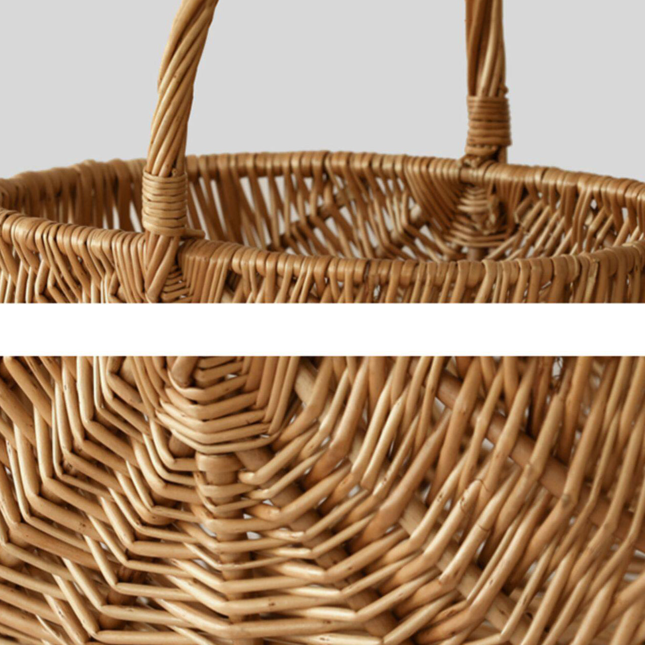 Wicker Picnic Basket with Handle,Willow Flower Girl Basket for Weddings,Garden and Home Decor -Wicker Storage Basket-Natural storage baskets, shopping baskets, picnic baskets, fruit baskets