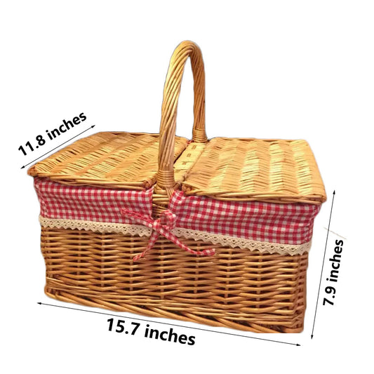 Wicker Picnic Basket with Handle, Garden and Home Decor -Wicker Storage Basket-Natural