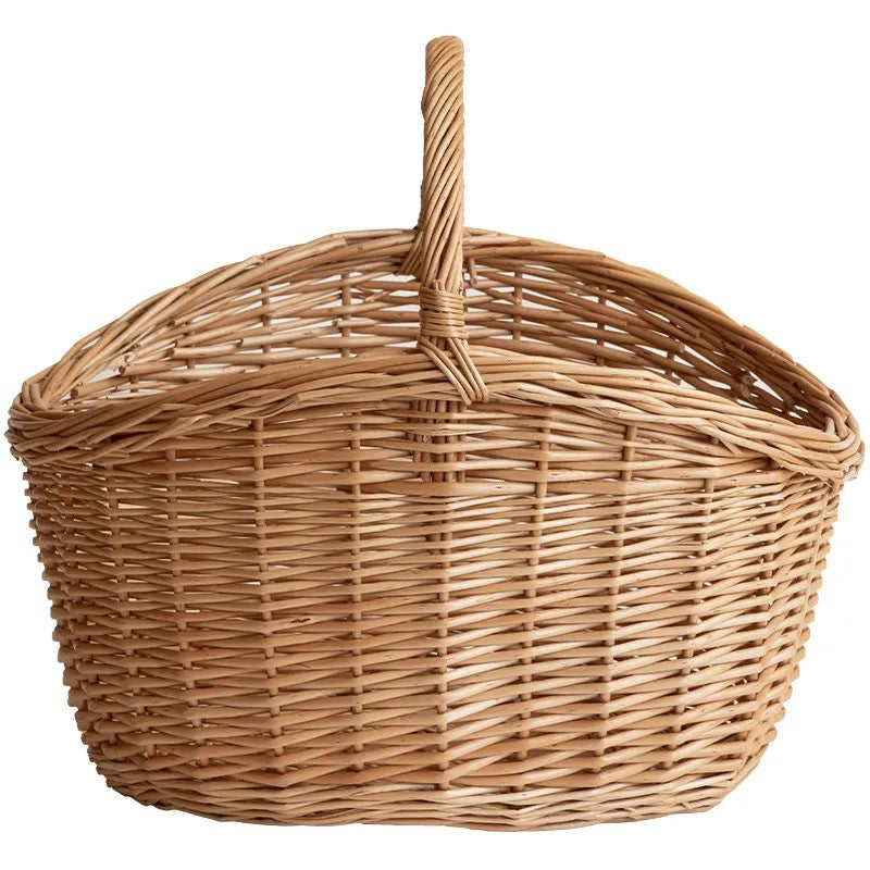 Wicker Picnic Basket with Handle, Garden and Home Decor -Wicker Storage Basket-Natural