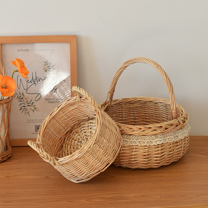 Willow Flower Girl Basket,Garden and Home Decor -Wicker Storage Basket-Natural, storage baskets, flower baskets, fruit baskets, gift baskets