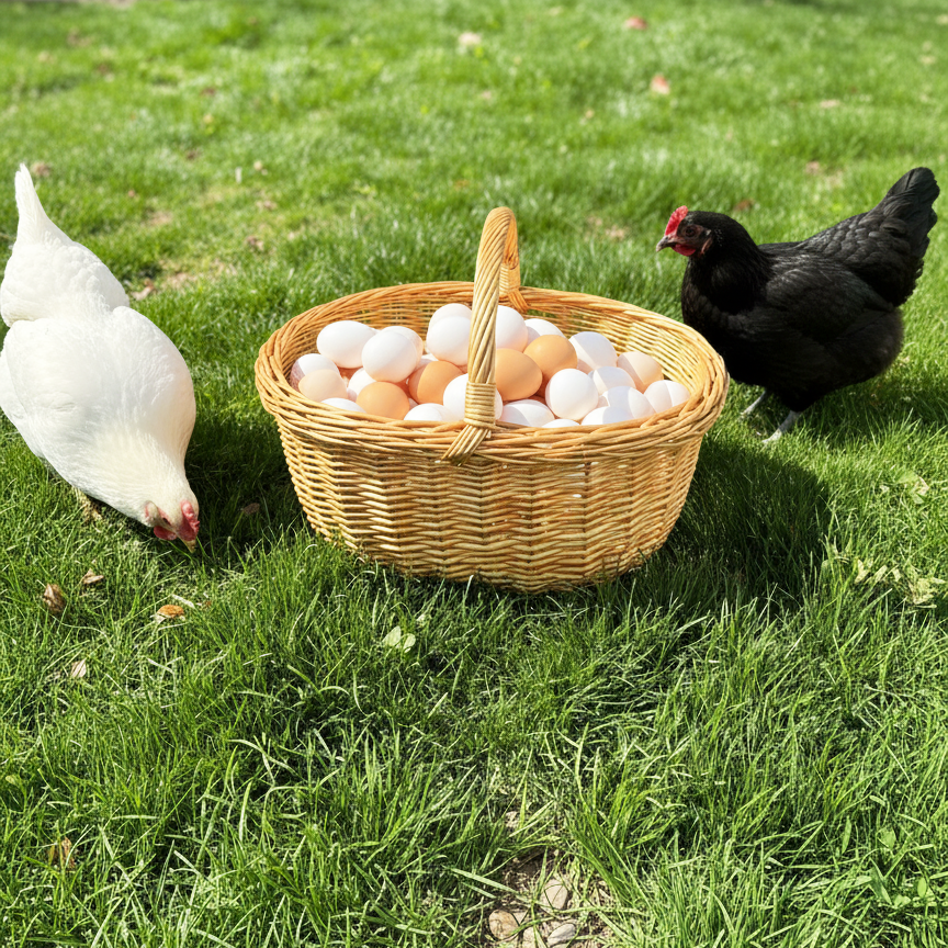 Handwoven Wicker Harvest Basket with Handle, 18x13x14 Inches Natural Storage and Picnic Basket