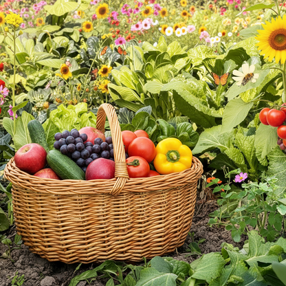 Handwoven Wicker Harvest Basket with Handle, 18x13x14 Inches Natural Storage and Picnic Basket