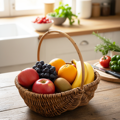 3 PCS Picnic Basket Natural Solid Wicker Storage Basket Fit Garden and Home Decor, Rustic Willow Fruit Vegetable Trug Basket  for Picnics, Camping, Veg Picking, Outdoor, Weddings, Mother's Day, Thanksgiving