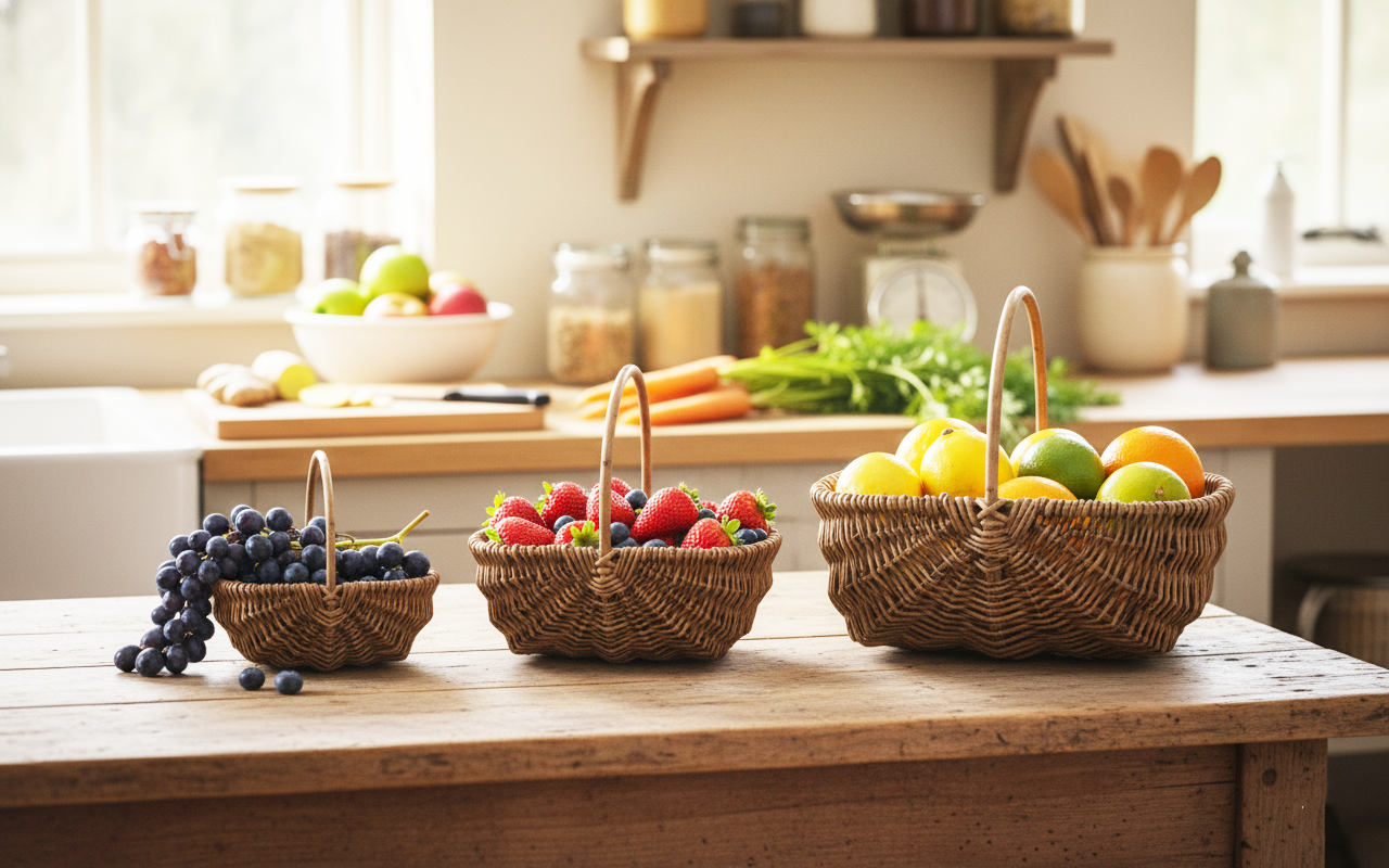 3 PCS Picnic Basket Natural Solid Wicker Storage Basket Fit Garden and Home Decor, Rustic Willow Fruit Vegetable Trug Basket  for Picnics, Camping, Veg Picking, Outdoor, Weddings, Mother's Day, Thanksgiving