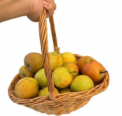 Handwoven Wicker Harvest Basket with Handle, 12x13x15 Inches Natural Storage and Picnic Basket