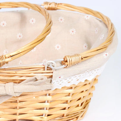 Wicker Gift Baskets Empty Oval Willow Woven Picnic Cheap Easter Candy Storage Wine Basket with Handle Egg Gathering Wedding Basket (Natural)