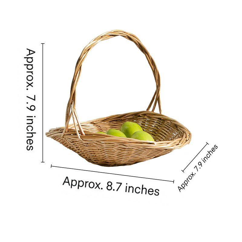 Wicker Picnic Basket with Handle,Willow Flower Girl Basket for Weddings，Garden and Home Decor -Wicker Storage Basket-Natural