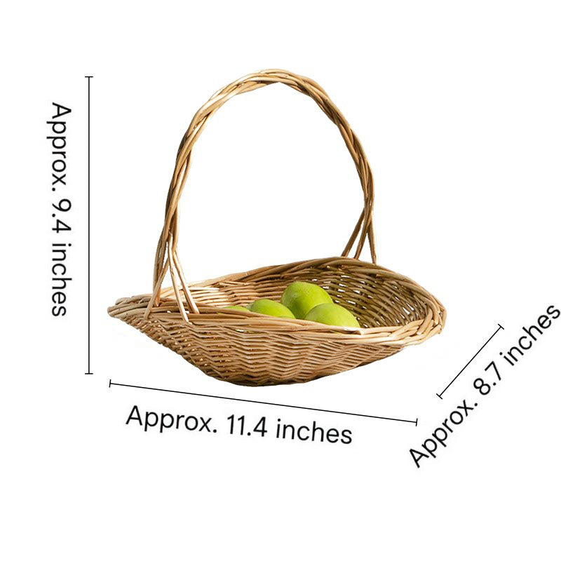 Wicker Picnic Basket with Handle,Willow Flower Girl Basket for Weddings，Garden and Home Decor -Wicker Storage Basket-Natural