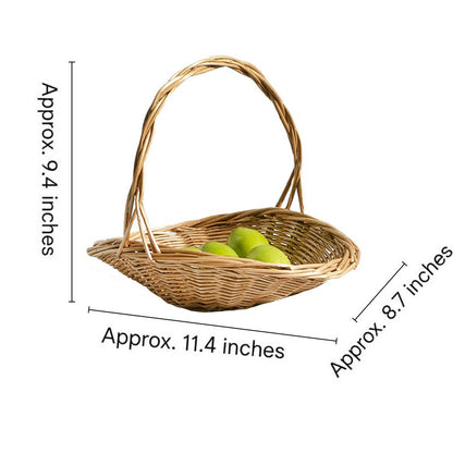 Wicker Picnic Basket with Handle,Willow Flower Girl Basket for Weddings，Garden and Home Decor -Wicker Storage Basket-Natural