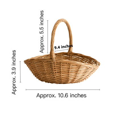 Wicker Picnic Basket with Handle,Willow Flower Girl Basket for Weddings，Garden and Home Decor -Wicker Storage Basket-Natural