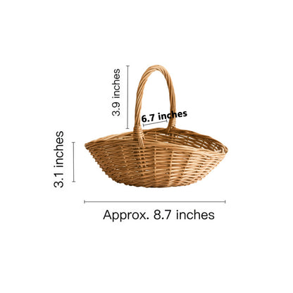 Wicker Picnic Basket with Handle,Willow Flower Girl Basket for Weddings，Garden and Home Decor -Wicker Storage Basket-Natural