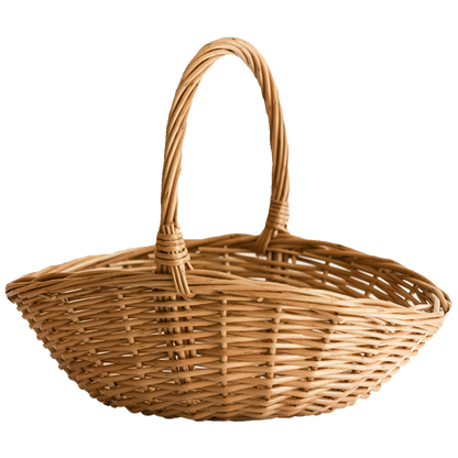 Wicker Picnic Basket with Handle,Willow Flower Girl Basket for Weddings，Garden and Home Decor -Wicker Storage Basket-Natural