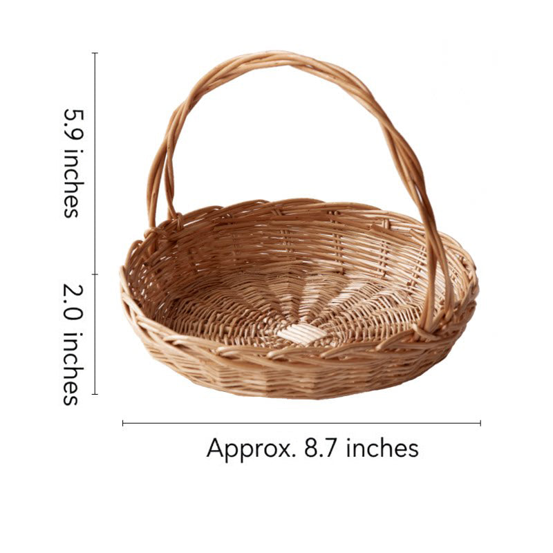 Wicker Picnic Basket with Handle,Willow Flower Girl Basket for Weddings，Garden and Home Decor -Wicker Storage Basket-Natural
