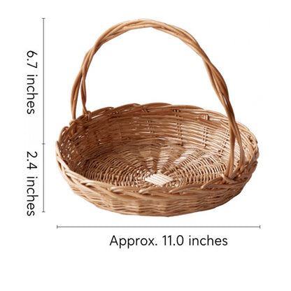 Wicker Picnic Basket with Handle,Willow Flower Girl Basket for Weddings，Garden and Home Decor -Wicker Storage Basket-Natural