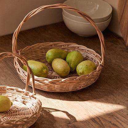 Wicker Picnic Basket with Handle,Willow Flower Girl Basket for Weddings，Garden and Home Decor -Wicker Storage Basket-Natural