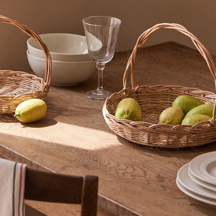 Wicker Picnic Basket with Handle,Willow Flower Girl Basket for Weddings，Garden and Home Decor -Wicker Storage Basket-Natural