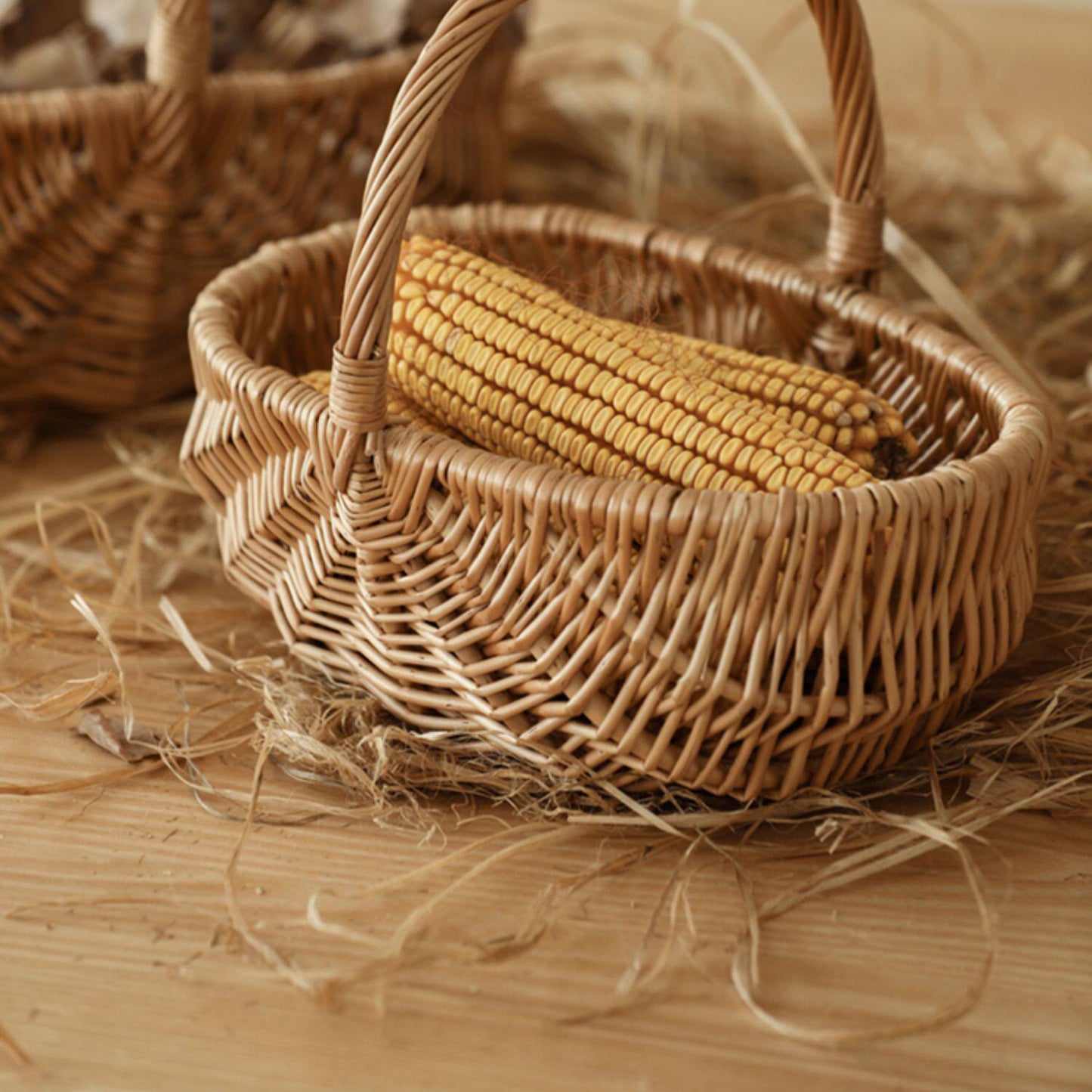 Wicker Picnic Basket with Handle,Willow Flower Girl Basket for Weddings，Garden and Home Decor -Wicker Storage Basket-Natural storage baskets, shopping baskets, picnic baskets, fruit baskets