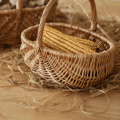 Wicker Picnic Basket with Handle,Willow Flower Girl Basket for Weddings，Garden and Home Decor -Wicker Storage Basket-Natural storage baskets, shopping baskets, picnic baskets, fruit baskets