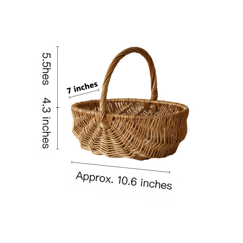 Wicker Picnic Basket with Handle,Willow Flower Girl Basket for Weddings，Garden and Home Decor -Wicker Storage Basket-Natural storage baskets, shopping baskets, picnic baskets, fruit baskets