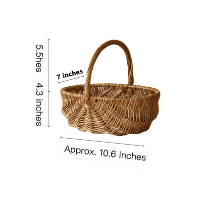 Wicker Picnic Basket with Handle,Willow Flower Girl Basket for Weddings，Garden and Home Decor -Wicker Storage Basket-Natural storage baskets, shopping baskets, picnic baskets, fruit baskets