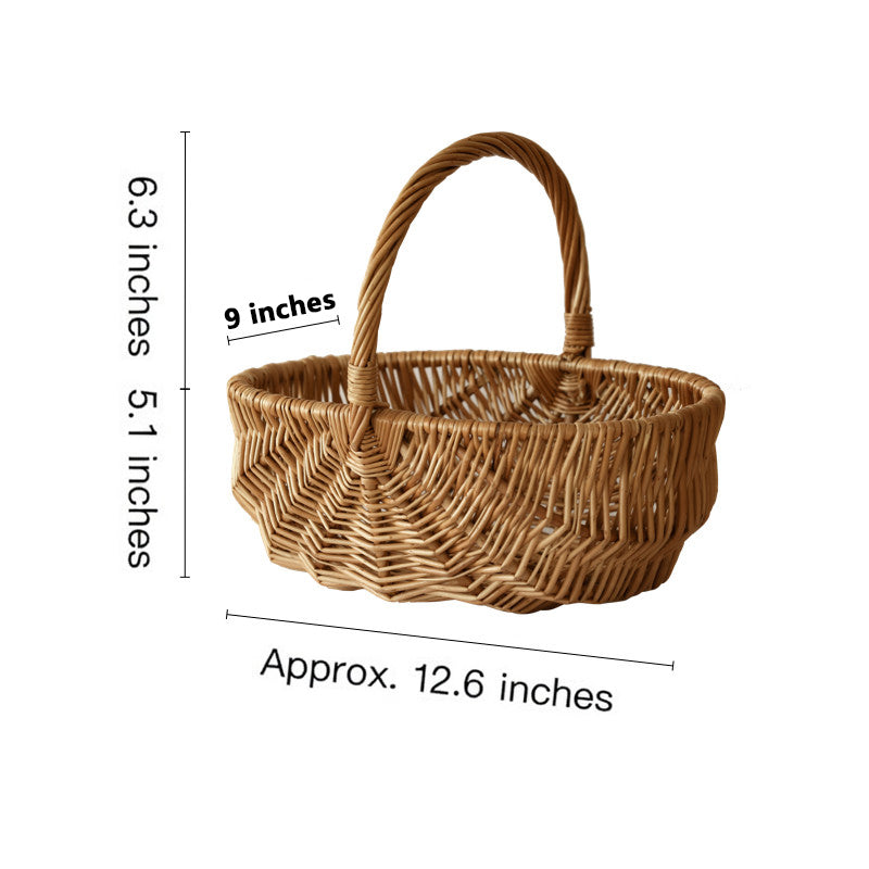 Wicker Picnic Basket with Handle,Willow Flower Girl Basket for Weddings，Garden and Home Decor -Wicker Storage Basket-Natural storage baskets, shopping baskets, picnic baskets, fruit baskets