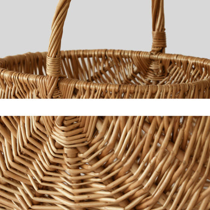 Wicker Picnic Basket with Handle,Willow Flower Girl Basket for Weddings，Garden and Home Decor -Wicker Storage Basket-Natural storage baskets, shopping baskets, picnic baskets, fruit baskets