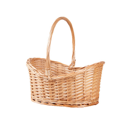 Small Gift Wicker Picnic Basket with Handle,Willow Flower Girl Basket for Weddings，Garden and Home Decor -Wicker Storage Basket-Natural