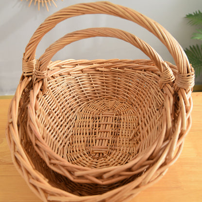 Wicker Picnic Basket with Handle, Garden and Home Decor -Wicker Storage Basket-Natural