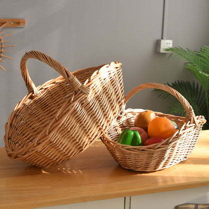 Wicker Picnic Basket with Handle, Garden and Home Decor -Wicker Storage Basket-Natural