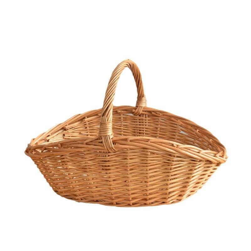 Wicker Picnic Basket with Handle, Garden and Home Decor -Wicker Storage Basket-Natural