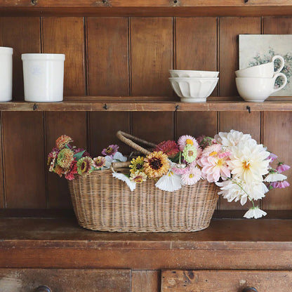 Wicker Picnic Basket with Handle, Garden and Home Decor -Wicker Storage Basket-Natural