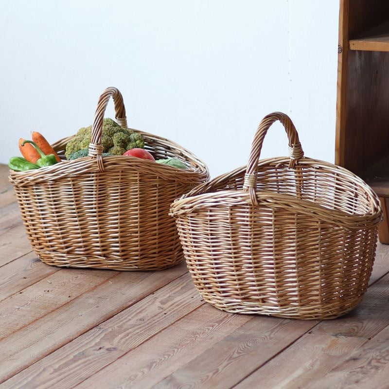 Wicker Picnic Basket with Handle, Garden and Home Decor -Wicker Storage Basket-Natural