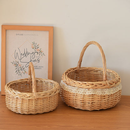 Willow Flower Girl Basket，Garden and Home Decor -Wicker Storage Basket-Natural, storage baskets, flower baskets, fruit baskets, gift baskets