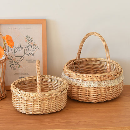 Willow Flower Girl Basket，Garden and Home Decor -Wicker Storage Basket-Natural, storage baskets, flower baskets, fruit baskets, gift baskets