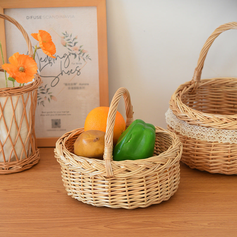 Willow Flower Girl Basket，Garden and Home Decor -Wicker Storage Basket-Natural, storage baskets, flower baskets, fruit baskets, gift baskets