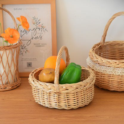 Willow Flower Girl Basket，Garden and Home Decor -Wicker Storage Basket-Natural, storage baskets, flower baskets, fruit baskets, gift baskets