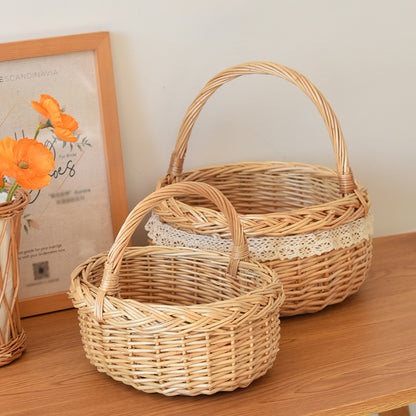 Willow Flower Girl Basket，Garden and Home Decor -Wicker Storage Basket-Natural, storage baskets, flower baskets, fruit baskets, gift baskets