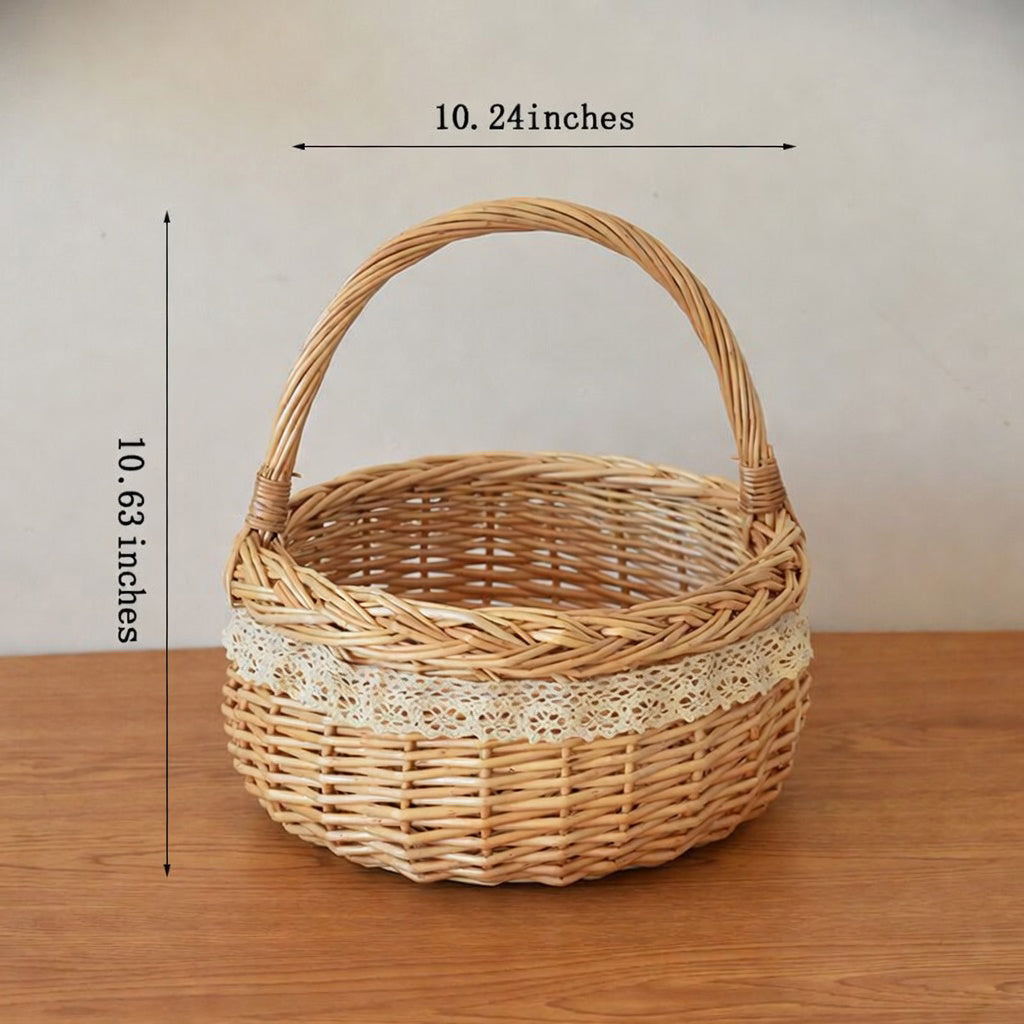 Willow Flower Girl Basket，Garden and Home Decor -Wicker Storage Basket-Natural, storage baskets, flower baskets, fruit baskets, gift baskets