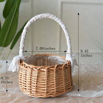 Willow Flower Girl Basket，Garden and Home Decor -Wicker Storage Basket-Natural, storage baskets, flower baskets, fruit baskets, gift baskets