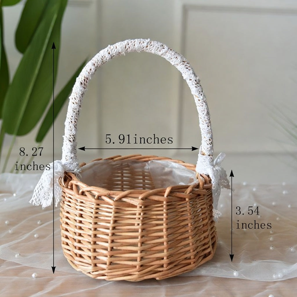 Willow Flower Girl Basket，Garden and Home Decor -Wicker Storage Basket-Natural, storage baskets, flower baskets, fruit baskets, gift baskets