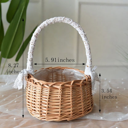 Willow Flower Girl Basket，Garden and Home Decor -Wicker Storage Basket-Natural, storage baskets, flower baskets, fruit baskets, gift baskets