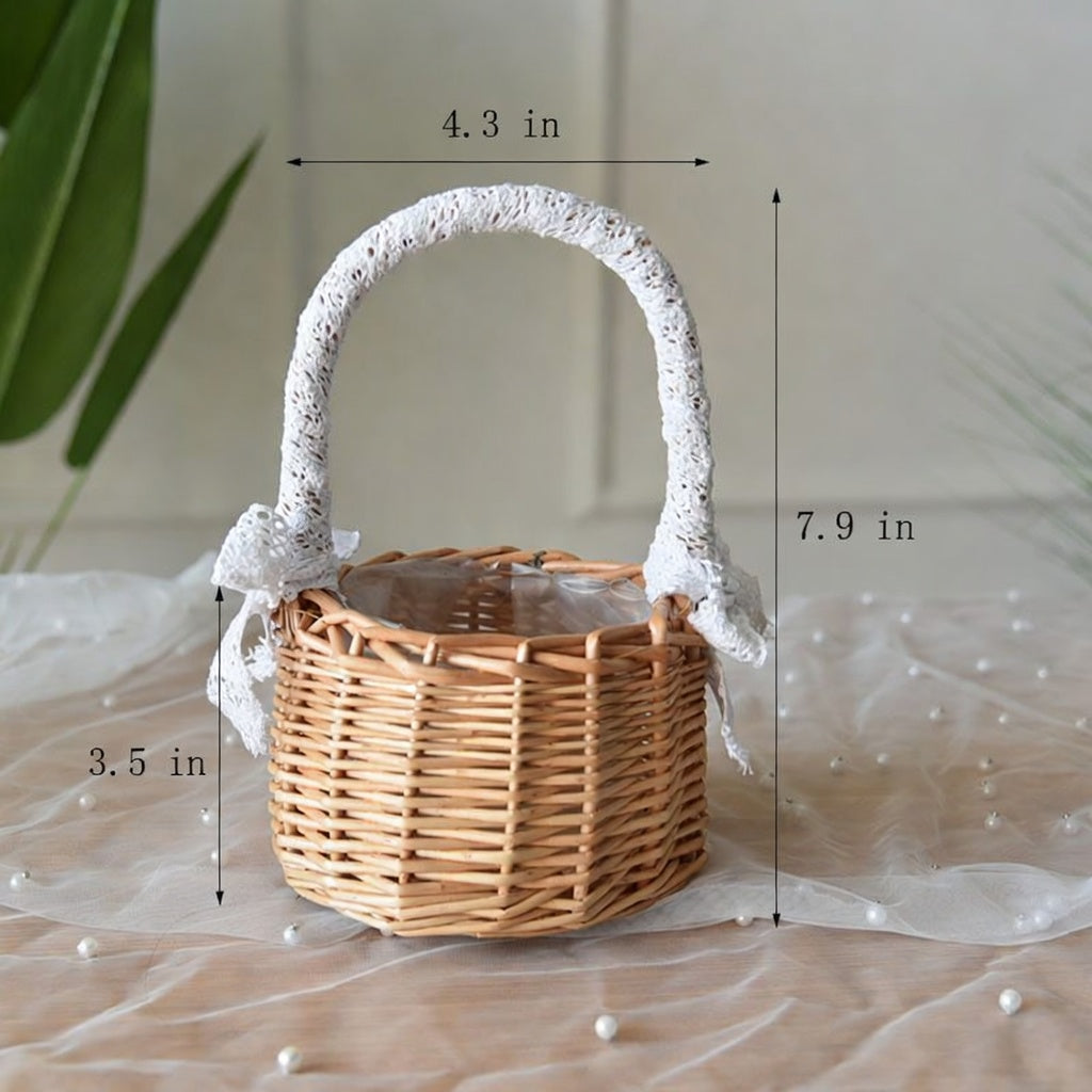 Willow Flower Girl Basket，Garden and Home Decor -Wicker Storage Basket-Natural, storage baskets, flower baskets, fruit baskets, gift baskets