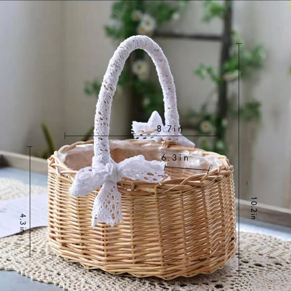 Willow Flower Girl Basket，Garden and Home Decor -Wicker Storage Basket-Natural, storage baskets, flower baskets, fruit baskets, gift baskets