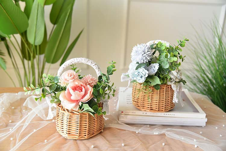 Willow Flower Girl Basket，Garden and Home Decor -Wicker Storage Basket-Natural, storage baskets, flower baskets, fruit baskets, gift baskets
