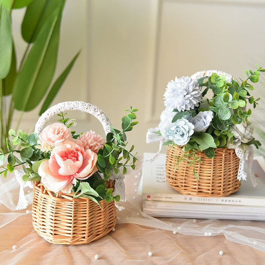 Willow Flower Girl Basket，Garden and Home Decor -Wicker Storage Basket-Natural, storage baskets, flower baskets, fruit baskets, gift baskets