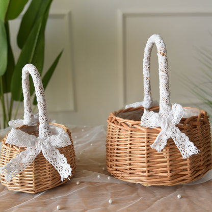 Willow Flower Girl Basket，Garden and Home Decor -Wicker Storage Basket-Natural, storage baskets, flower baskets, fruit baskets, gift baskets