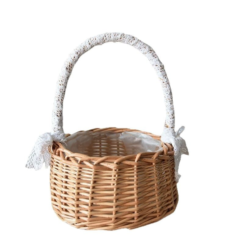 Willow Flower Girl Basket，Garden and Home Decor -Wicker Storage Basket-Natural, storage baskets, flower baskets, fruit baskets, gift baskets