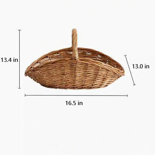 Wicker Picnic Basket with Handle, Garden and Home Decor -Wicker Storage Basket-Natural