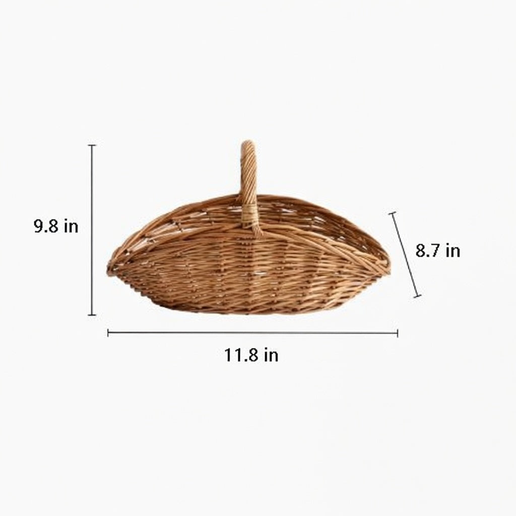 Wicker Picnic Basket with Handle, Garden and Home Decor -Wicker Storage Basket-Natural